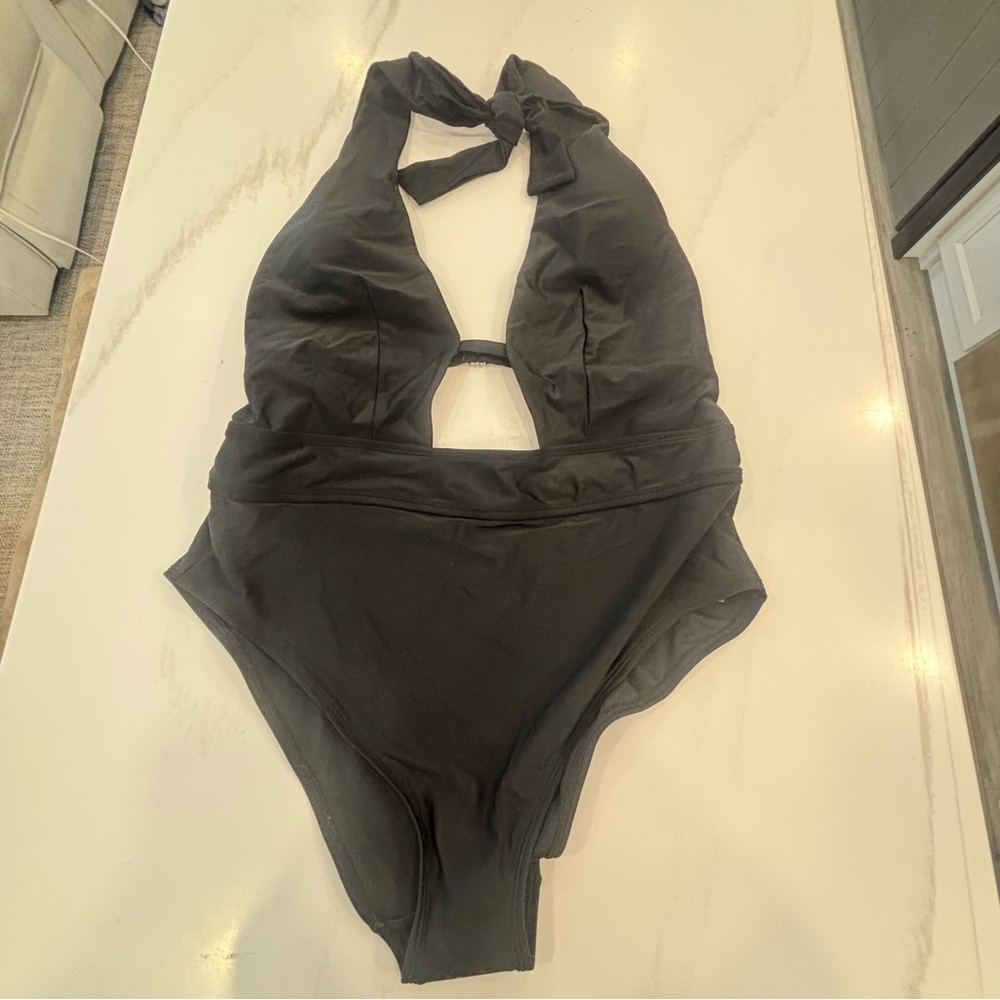 Adore Me Black One-Piece Swimsuit Sexy XL low plunge